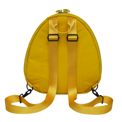 Ldb Ledback Buddy Smart LED Backpack in Lemon Drop Yellow shown from the back isolated on a transparent background.
